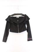 NieR Clothing / オフショルZIPトップス  ブラック×ピンク O-26-03-14-1030-PU-TO-IG-OS