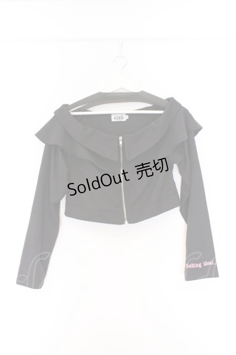 画像1: NieR Clothing / オフショルZIPトップス  ブラック×ピンク O-26-03-14-1030-PU-TO-IG-OS (1)