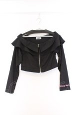 画像1: NieR Clothing / オフショルZIPトップス  ブラック×ピンク O-26-03-14-1030-PU-TO-IG-OS (1)