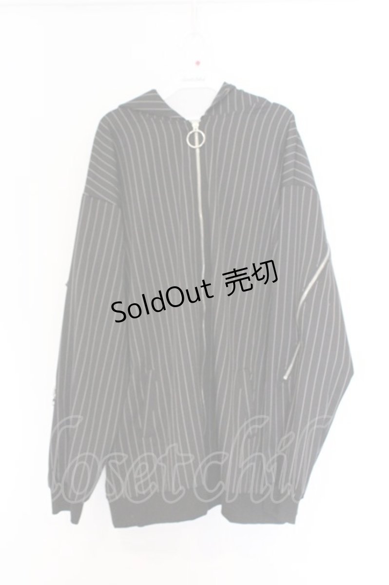 画像1: NieR Clothing / ストライプZIPラインパーカー  ブラック O-26-03-14-1031-PU-TO-IG-ZT497 (1)