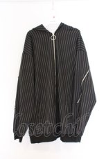 画像1: NieR Clothing / ストライプZIPラインパーカー  ブラック O-26-03-14-1031-PU-TO-IG-ZT497 (1)