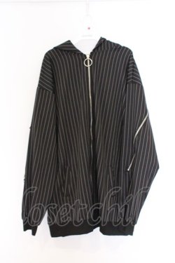 画像1: NieR Clothing / ストライプZIPラインパーカー  ブラック O-26-03-14-1031-PU-TO-IG-OS
