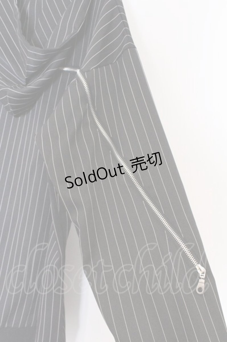 画像2: NieR Clothing / ストライプZIPラインパーカー  ブラック O-26-03-14-1031-PU-TO-IG-ZT497 (2)