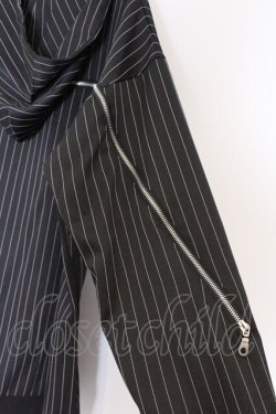 画像2: NieR Clothing / ストライプZIPラインパーカー  ブラック O-26-03-14-1031-PU-TO-IG-OS