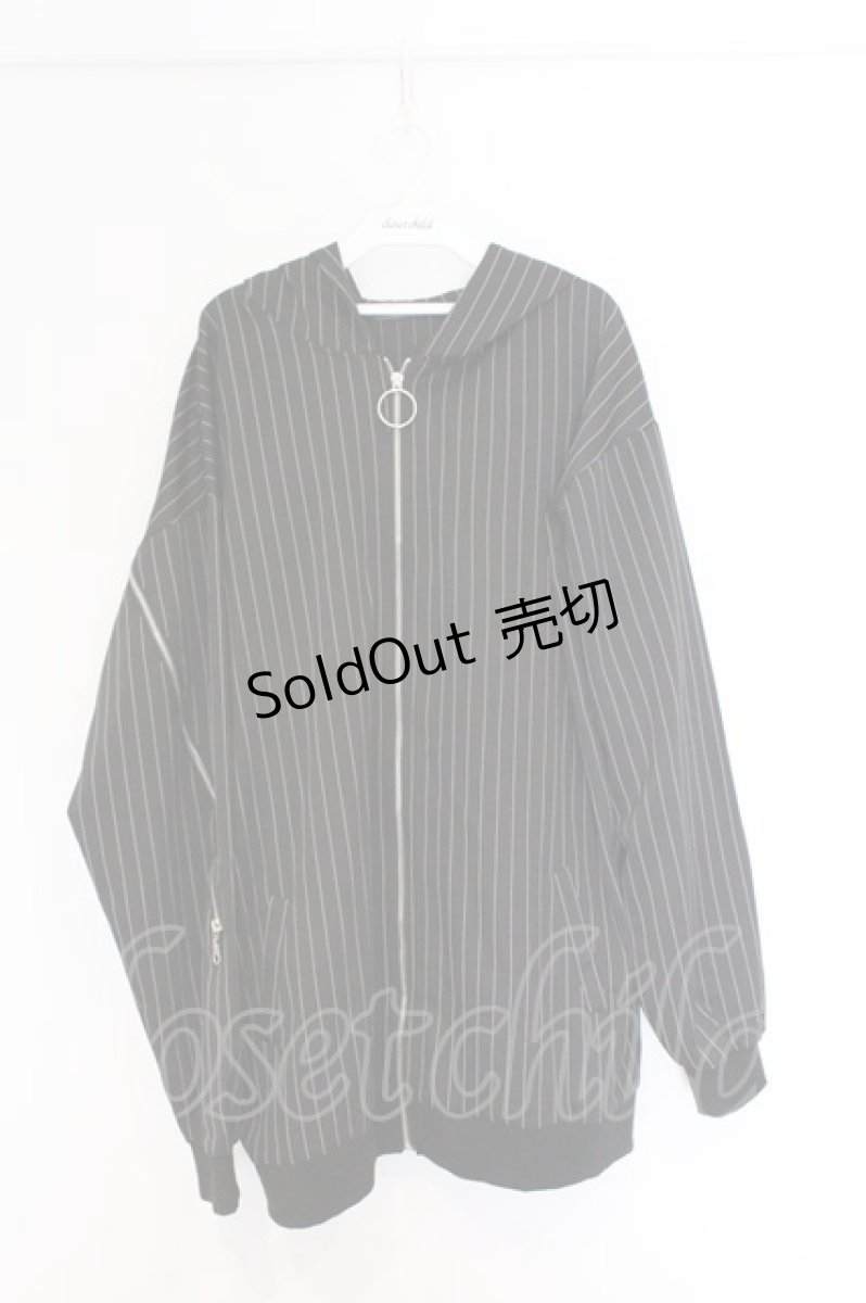 画像1: NieR Clothing / ストライプZIPラインパーカー  ブラック O-26-03-14-1032-PU-TO-IG-ZT497 (1)