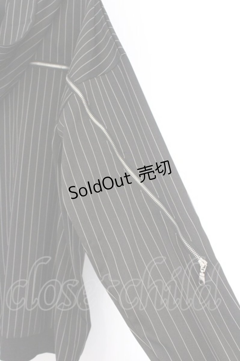 画像2: NieR Clothing / ストライプZIPラインパーカー  ブラック O-26-03-14-1032-PU-TO-IG-ZT497 (2)