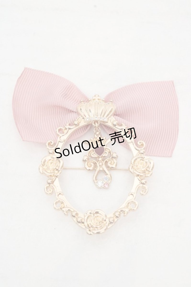 画像1: m petit by misako / AMクラウンビジューブローチ  ゴールド×ピンク O-26-03-14-069-LO-AC-OW-OS (1)