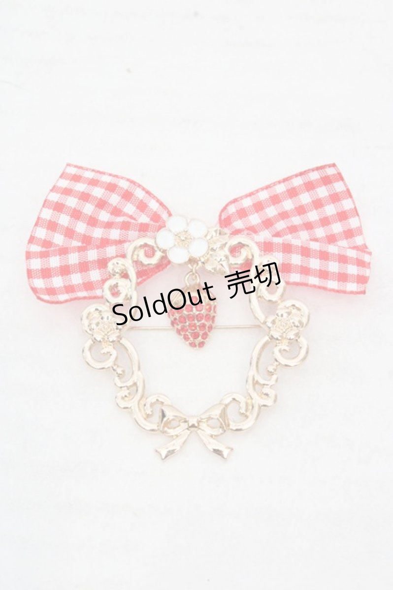 画像1: m petit by misako / AMイチゴビジューブローチ  ゴールド×アカ O-26-03-14-071-0-AC-OW-ZT644-F005 (1)