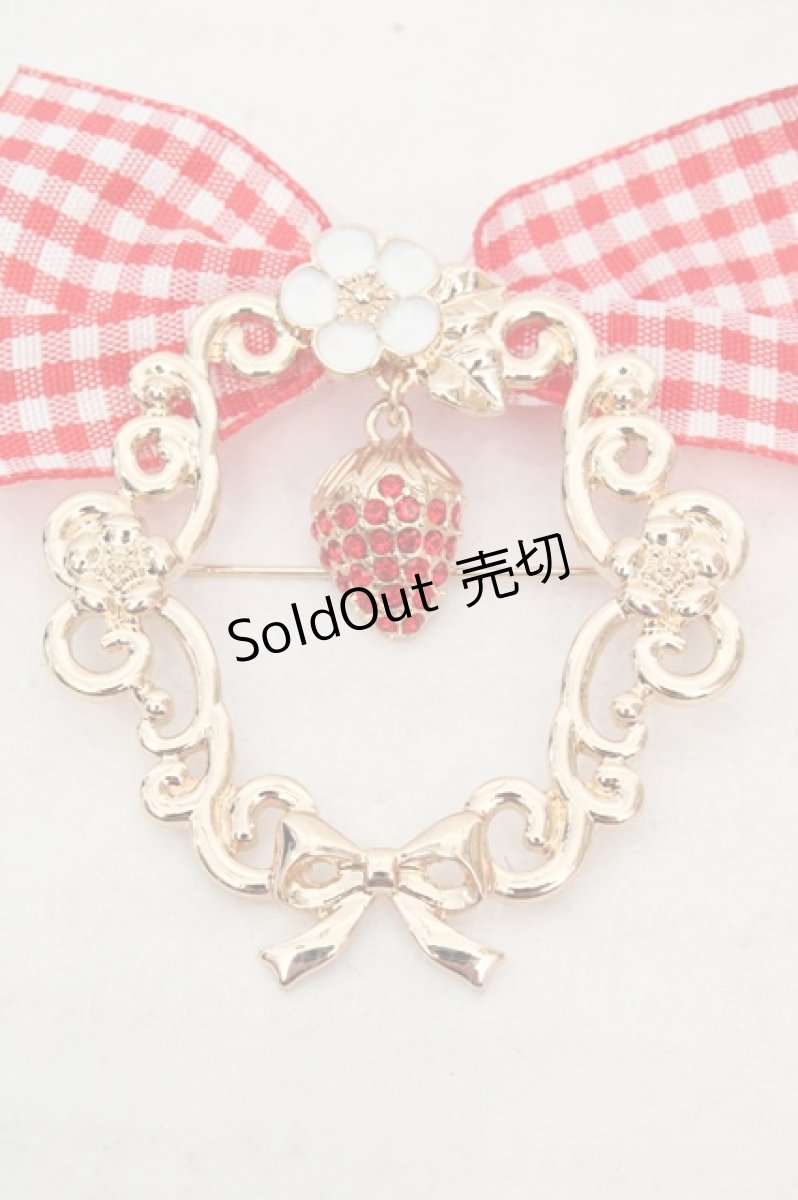 画像2: m petit by misako / AMイチゴビジューブローチ  ゴールド×アカ O-26-03-14-071-0-AC-OW-ZT644-F005 (2)