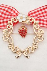 画像2: m petit by misako / AMイチゴビジューブローチ  ゴールド×アカ O-26-03-14-071-0-AC-OW-ZT644-F005 (2)