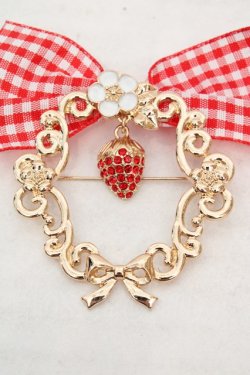 画像2: m petit by misako / AMイチゴビジューブローチ  ゴールド×アカ O-26-03-14-071-0-AC-OW-OS