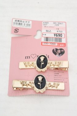 画像1: m petit by misako / AMフラワー2Pクリップ  クロ×ゴールド O-26-03-14-073-LO-AC-OW-OS