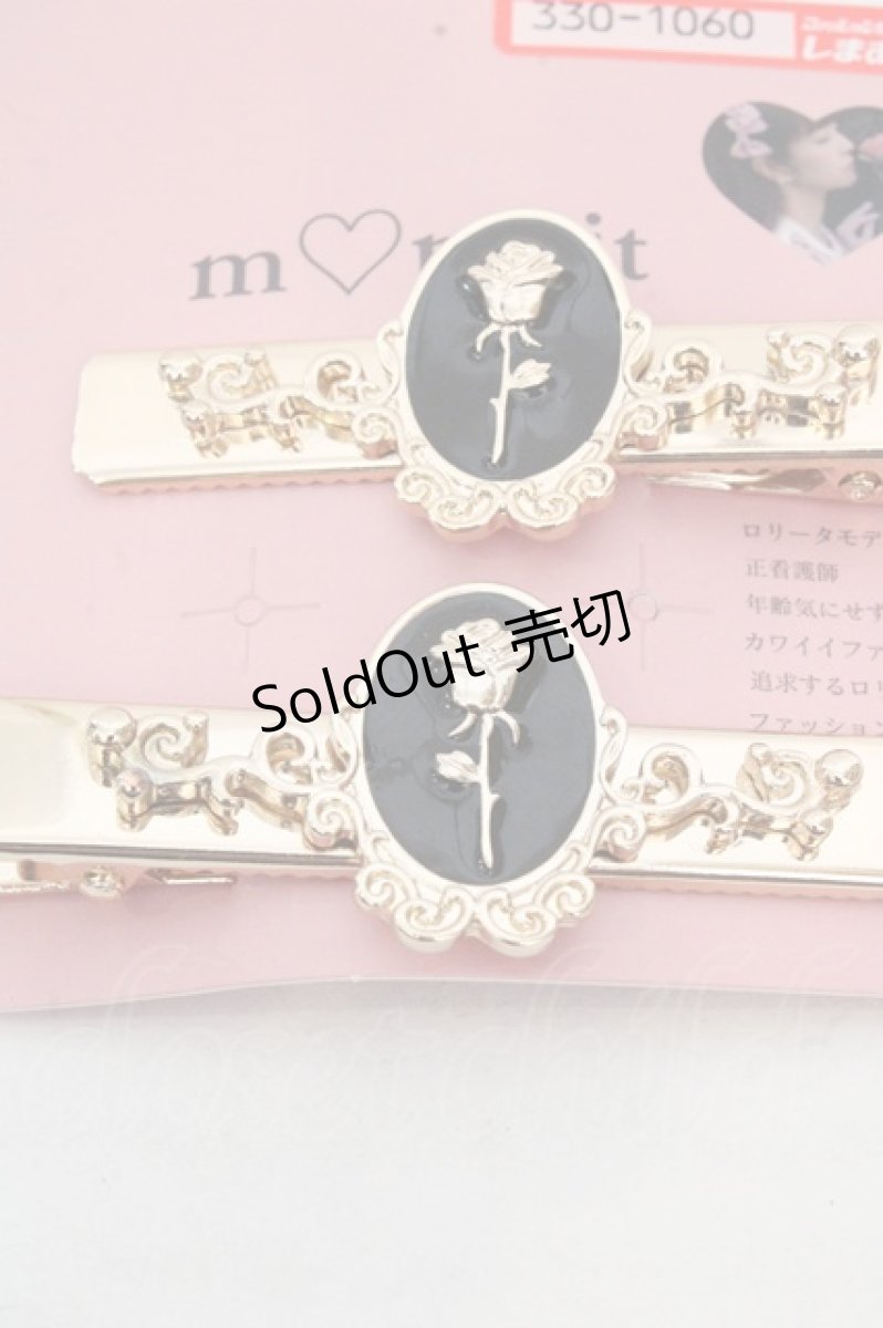 画像2: m petit by misako / AMフラワー2Pクリップ  クロ×ゴールド O-26-03-14-073-LO-AC-OW-OS (2)