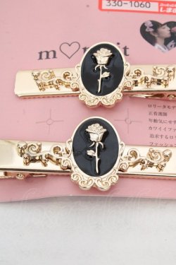 画像2: m petit by misako / AMフラワー2Pクリップ  クロ×ゴールド O-26-03-14-073-LO-AC-OW-OS