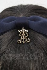 画像2: ALICE and the PIRATES / サテンリボンのまんなかリボンカチューシャ  ネイビー O-26-03-14-088-PA-AC-YM-OS (2)