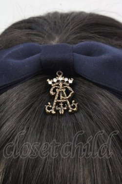 画像2: ALICE and the PIRATES / サテンリボンのまんなかリボンカチューシャ  ネイビー O-26-03-14-088-PA-AC-YM-OS