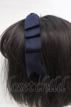 画像3: ALICE and the PIRATES / サテンリボンのまんなかリボンカチューシャ  ネイビー O-26-03-14-088-PA-AC-YM-OS