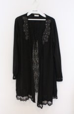 画像1: axes femme / バックレースロングカーディガン  クロ O-26-03-16-042-AX-TO-IG-OS (1)