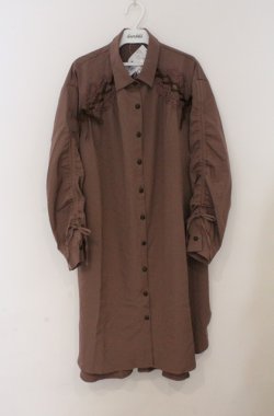 画像1: axes femme / 袖ドロストシャツワンピース M モカ O-26-03-16-047-AX-OP-IG-OS