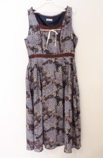 画像1: axes femme / ヴィンテージマップ柄ワンピ M ネイビー O-26-03-16-051-AX-OP-IG-ZT0421C (1)