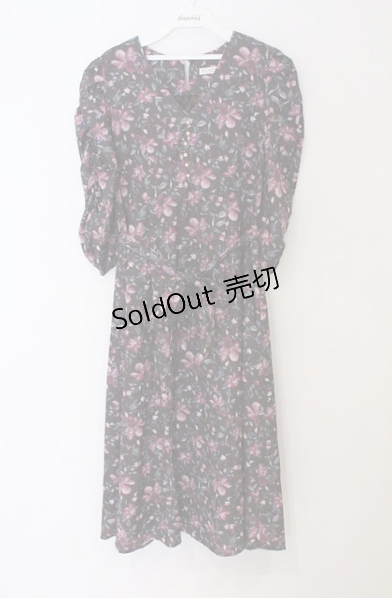 画像1: axes femme / フラワー柄Vネックワンピース M ブラウン O-26-03-16-056-AX-OP-IG-OS (1)