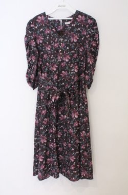 画像1: axes femme / フラワー柄Vネックワンピース M ブラウン O-26-03-16-056-AX-OP-IG-OS