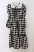 axes femme POETIQUE / チェックティアードロングワンピース  アイボリー×クロチェック O-26-03-16-058-AX-OP-IG-OS