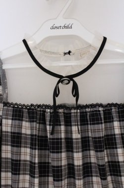 画像2: axes femme POETIQUE / チェックティアードロングワンピース  アイボリー×クロチェック O-26-03-16-058-AX-OP-IG-OS