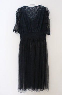 画像3: axes femme NOSTALGIE / マトン袖チュールレースワンピース  ネイビー O-26-03-16-061-AX-OP-IG-OS