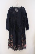 axes femme NOSTALGIE / 裾刺繍ガウンワンピーズン M ネイビー O-26-03-16-064-AX-TO-IG-OS