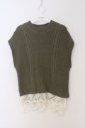 axes femme / 裾チュールレースニットベスト M グリーン O-26-03-16-071-AX-TO-IG-OS