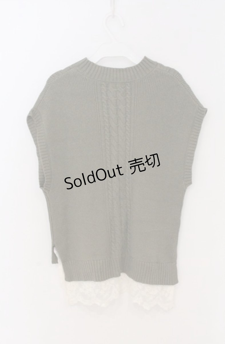 画像3: axes femme / 裾チュールレースニットベスト M グリーン O-26-03-16-071-AX-TO-IG-OS (3)