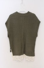 画像3: axes femme / 裾チュールレースニットベスト M グリーン O-26-03-16-071-AX-TO-IG-OS (3)