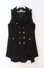 画像1: axes femme POETIQUE / バックプリーツロングベスト  クロ O-26-03-16-073-AX-TO-IG-OS (1)