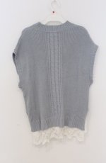 画像2: axes femme / 裾チュールレースニットベスト  サックス O-26-03-16-075-AX-TO-IG-OS (2)