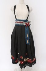 画像1: Amavel / 月夜の狐と寒椿 和風スカート  クロ×ブルー O-26-03-16-081-CA-SK-IG-OS (1)