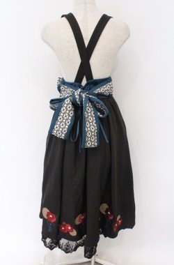 画像3: Amavel / 月夜の狐と寒椿 和風スカート  クロ×ブルー O-26-03-16-081-CA-SK-IG-OS