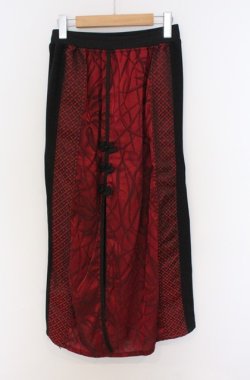 画像1: Qutie Frash / チャイナスリットロングスカート  ブラック×レッド O-26-03-16-086-QU-SK-OW-OS