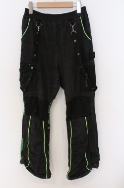 画像1: Qutie Frash / カーゴパンツ M ブラック×ネオングリーン O-26-03-16-087-QU-PA-OW-OS