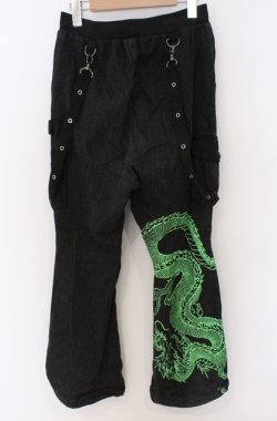 画像3: Qutie Frash / カーゴパンツ M ブラック×ネオングリーン O-26-03-16-087-QU-PA-OW-OS