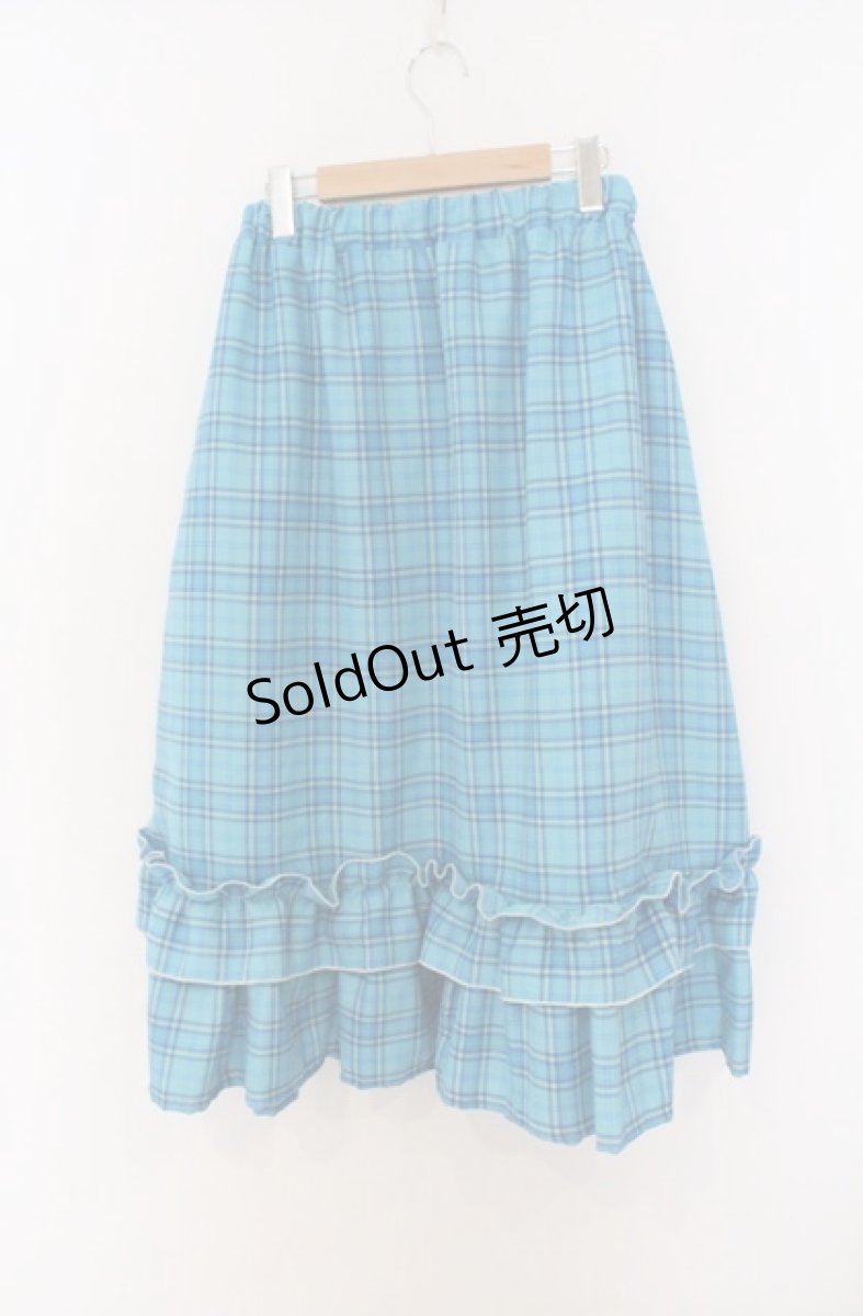 画像2: Nile Perch / リボン配色チェックスカート  アオ O-26-03-16-094-LO-SK-OW-OS (2)