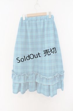 画像2: Nile Perch / リボン配色チェックスカート  アオ O-26-03-16-094-LO-SK-OW-OS