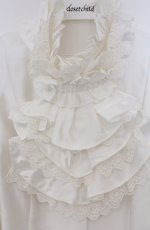 画像2: Moi-meme-Moitie / ストライプジャボ付きブラウス  ホワイト O-26-03-16-095-MO-BL-OW-OS (2)