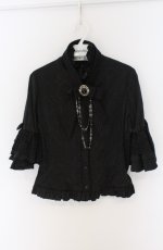 画像1: MARBLE / カメオタイ付きパールデコレーションクラシックブラウス M ブラック O-26-03-16-097-GO-BL-OW-OS (1)