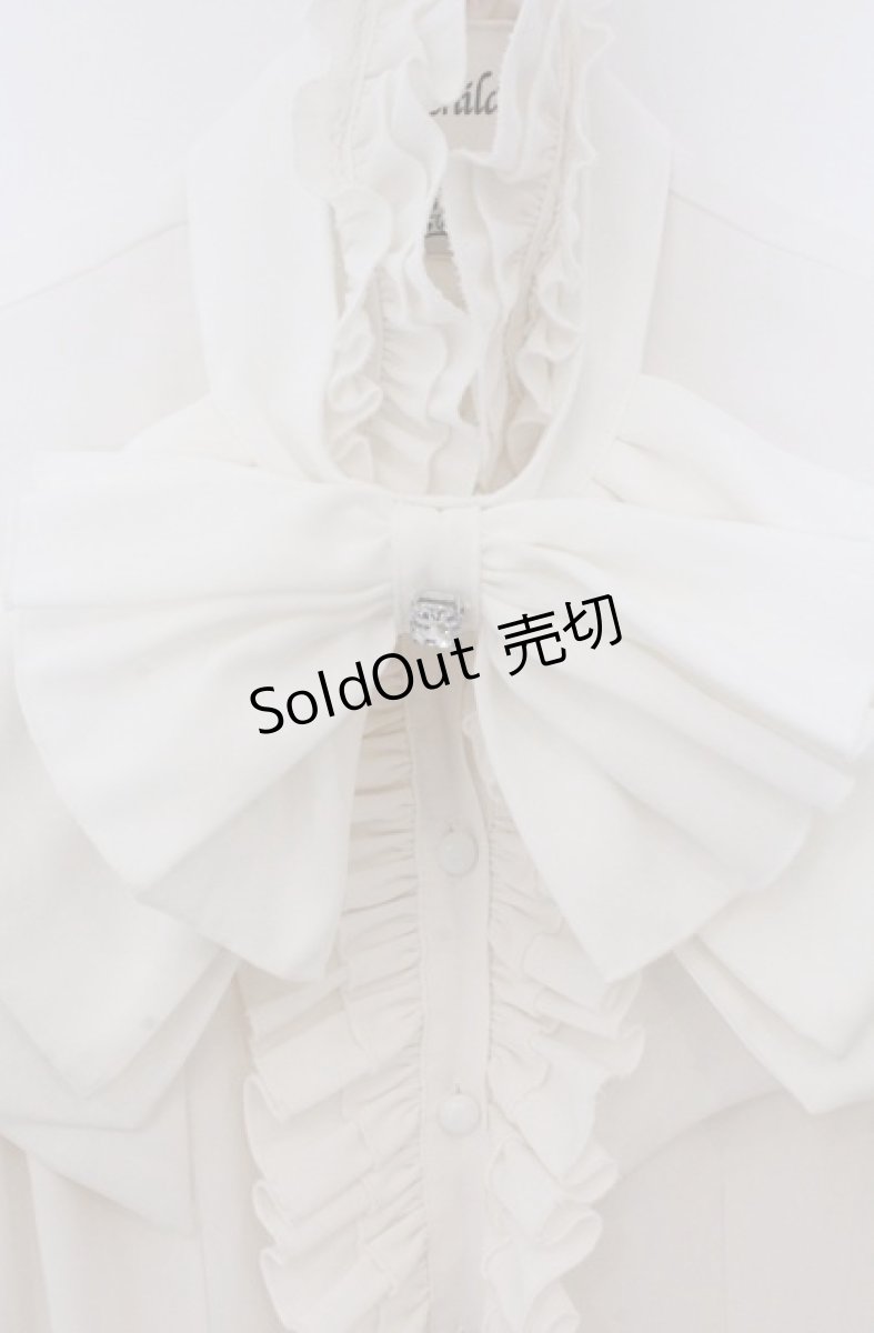 画像2: MARBLE / カメオ付きリボンタイフリルブラウス  ホワイト O-26-03-16-098-GO-BL-OW-OS (2)