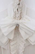画像2: MARBLE / カメオ付きリボンタイフリルブラウス  ホワイト O-26-03-16-098-GO-BL-OW-OS (2)