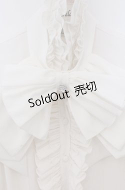 画像2: MARBLE / カメオ付きリボンタイフリルブラウス  ホワイト O-26-03-16-098-GO-BL-OW-OS