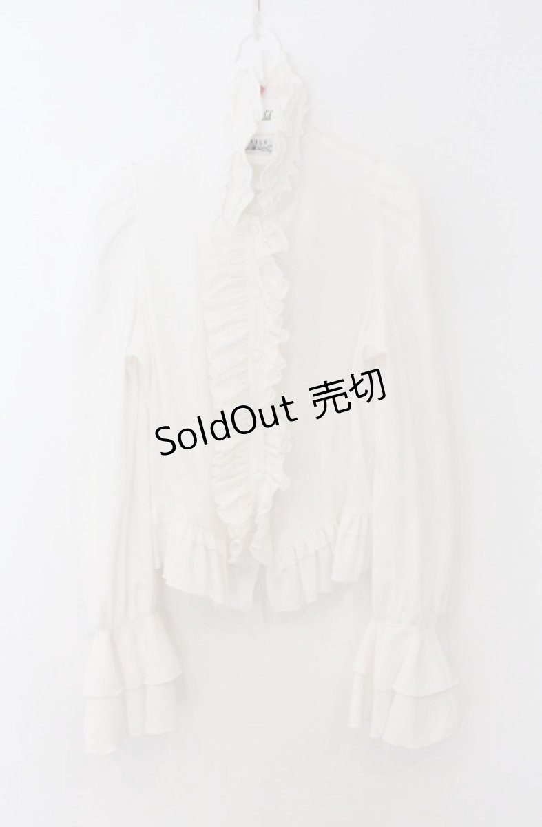 画像4: MARBLE / カメオ付きリボンタイフリルブラウス  ホワイト O-26-03-16-098-GO-BL-OW-OS (4)
