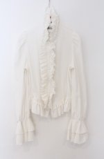 画像4: MARBLE / カメオ付きリボンタイフリルブラウス  ホワイト O-26-03-16-098-GO-BL-OW-OS (4)