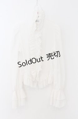 画像4: MARBLE / カメオ付きリボンタイフリルブラウス  ホワイト O-26-03-16-098-GO-BL-OW-OS